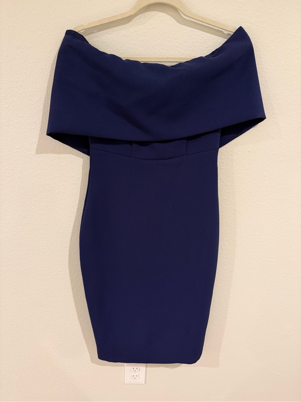 Karlie Navy One-Shoulder Fold-Over Sheath Dress